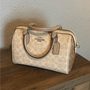 Coach Tan Satchel with Signature Style